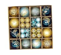 44 PCS Boules de Noël à Suspendre pour Sapin - 3-6 cm Plastique avec Crochet, Décoration de Festival, Bleu et Or