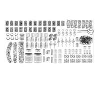44 Perles de Rune Viking Perle Barbe Viking Perles de Cheveux, Nordique Cheveux Tube avec Épingle à Cheveux de Perle Rapide et 50 Bandes de Caoutchouc Noires