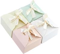 44 Pièces Boîte Cadeau ,Boîte Ondulée Avec Ruban ,Petite Boîte En Papier Carrée Pour Cadeau Bricolage ,Mariage ,Fête ,Boîte Anniversaire ,Pâtisserie (Multicolore)