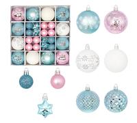 44 Pièces Boules de Noël Décorations pour Sapin de Noël 30mm/60mm Boule à Suspendre Ornements Incassable Étoile Pendentif Décoratif pour Decoration Suspendue Arbre de Noël Fête Festival Mariage Décor