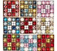 44 pièces Boules décoratives de fête de Noël, boules en plastique, boules de Noël à suspendre, ornements de Noël, boules peintes, boules de décoration à suspendre, convient pour la décoration d'arbre