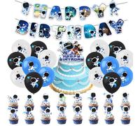 44 pièces de décorations de fête sur le thème des robots, décorations d'anniversaire sur le thème des robots avec bannière, ballons en latex, décorations de gâteau, décorations de cupcakes