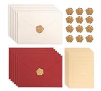 44 pièces de papier à lettre vintage avec enveloppes, ensemble d'enveloppes avec 12 enveloppes et 12 sceaux de cire autocollants et 20 feuilles de papier à lettre A5 vintage pour lettre d'amour
