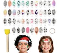 44 Pièces Pochoir Maquillage, Kit de Tatouage de Peinture pour Visage et Corps, Pochoirs de Peinture Faciale Réutilisables pour Halloween Anniversaire Noël Carnaval Cosplay