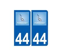 44 Pornichet logo ville autocollant plaque stickers - Angles : arrondis