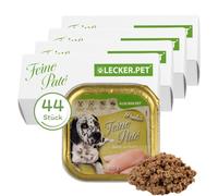 44 x 150 g de lecker.Pet® Paula's Feine Paté Riche en Poulet Nourriture humide pour chiens Nourriture complète