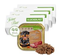 44 x 150 g Lecker.Pet® Gino's Fine Paté Riche en Bœuf Nourriture humide pour chiens Nourriture complète