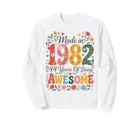 44 Year Old Made in 1982 Retro Floral 44th Birthday Women Sweatshirt