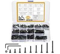 440 pièces Vis à tête creuse M3 noires, vis à boulons de câble à tête, jeu d'acier allié avec écrou, avec rondelles et 2 clés