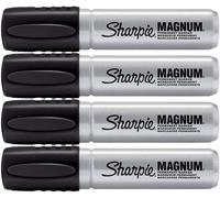 44001 Lot De 4 Marqueurs Permanents À Pointe Biseautée Extra Large Et Extra Large, Noir, Pointe Biseautée En Feutre Extra Large, Encre À Séchage Rapide, Résistante À La Décoloration Et À L'eau