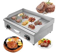 4400W Gril Teppanyaki De Restaurant Antiadhésif (Contrôle De Température De 50℃ à 300℃), Plaque Chauffante électrique Commerciale, Port De Fuite D'huile à Grand Trou
