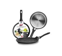 IBILI Poêle à crêpes Natura – 28 cm, Aluminium, antiadhésif style pierre compatible avec l'induction