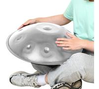 440Hz Handpan 10 Notes 12 Notes Hand Drum Instrument D mineur Steel Hand Drums avec Sac à Main Doux Tambour à main pour Débutants en Thérapie Sonore, Meditation et Yoga(Silver,432HZ/9Note)