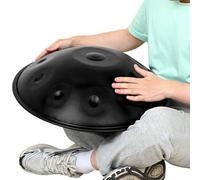 440Hz Handpan 10 Notes 12 Notes Hand Drum Instrument D mineur Steel Hand Drums avec Sac à Main Doux Tambour à main pour Débutants en Thérapie Sonore, Meditation et Yoga(noir,432HZ/10Note)