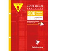 4411c Un Lot De 5 Étuis De Copies Doubles Perforées - 17x22 Cm - 200 Pages Grands Carreaux - Papier Blanc 90 G - Étui Réutilisable[Z636]