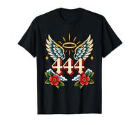 444 Ange Chiffres Ailes Tatouage Art Spirituel Numérologie T-Shirt Graphique avec Valeur