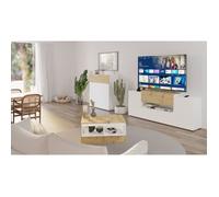 444216 FMD Meuble TV-Hi-Fi 182x33x70,2 cm Blanc et chêne artisanal