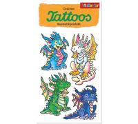 44762 Lot de 4 tatouages temporaires pour garçons et filles Motif dragon de chevalier