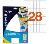 448 Étiquettes 20X50Mm 28 Étiquettes Par Planches A5 Agipa 100309 Blanc G