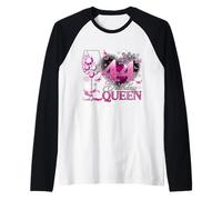 44th Birthday Queen Pink Wine 44 Years Old Women Girls Manche Raglan