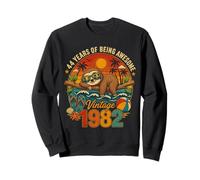 44th Birthday Retro Sloth Tropical Vintage 1982 44 Years Old Sweatshirt