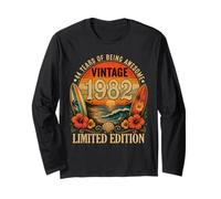 44th Birthday Tropical Vintage 1982 44 Years Old Men Women Manche Longue