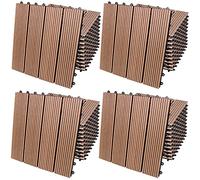 44x Dalles de Jardin clipsables en Bois Composite WPC Terracotta 30 x 30cm Type Classique Revêtement de Sol extérieur