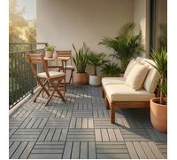 44x Dalles de Terrasse Composite 30x30 cm - Gris | Caillebotis Extérieur pour Balcon et Jardin (4m²) TAPIS DE PARC