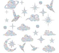 44x Suncatcher Sticker Fenêtre Anti Collision Oiseau, Rainbow Prism Autocollant Statique Non Adhésif, Film Arc-en-Ciel Décoratif pour Vitres en Verre