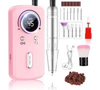 45,000rpm Ponceuse Pour Ongles Professionnel Portative Pour Gel, Lime A Ongle Electrique Avec 6,500 Mah Bank Power, Ponceuse Onglepprofessionnelle Rechargeable Avec 11 Embouts & Écran Lcd, Rose