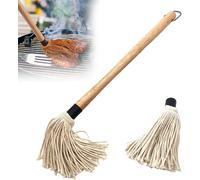 45.5CM Balai à Badigeonner pour Grill Pinceaux pour Barbecue BBQ MOP Gril Pinceau à Sauce avec Manche en Bois Long et 1 Têtes de Rechange Supplémentaires pour Barbecue Grill Fumer le Steak Cuisson