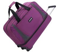 45/70/100L Sac De Voyage à Roulettes Souple Valise Trolley Bagages Cabine Suitcase Extensible Fourre-tout Hydrofuge Pliable Wheeled Travel Duffle Bag Avec Manche Télescopique (Violet, Petit 45L)