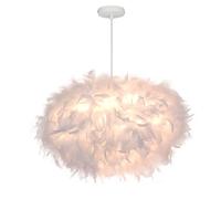 45 cm/17,8"Ellipsoïde Plume Blanche Suspension Abat-Jour en Plumes Plafonnier Lustre en Plumes pour Salon, Chambre à Coucher, Salle à Manger