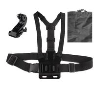 (#45) Elastic Adjustable Chest Strap Belt (Type B) with J-shaped Bracket & Pouch for GoPro NEW HERO /HERO6 / 5 /5 Session /4 /3+ /3 /2 /1(Black)