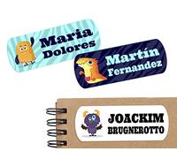45 étiquettes adhésives personnalisées avec monstres pour marquer des objets, livres, boîtes à lunch etc. Dimensions 5 x 2 cm
