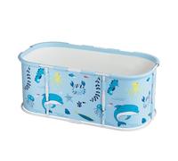 45 Inch Foldable Bathtub with Plastic Frame, Extra Large Collapsible Soaking Tub for Adults Kids, Portable Family SPA Bath Bleu