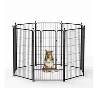 45 inch Metal Dog Playpen | 8 Panel Pet Fence with Door & Buckle Mleeves | Indoor/Outdoor/Puppy/Rabbit Pen | Sturdy & Chew Tolerant