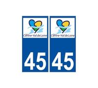 45 Loiret Centre Val de Loire nouveau logo autocollant plaque sticker - Angles : arrondis