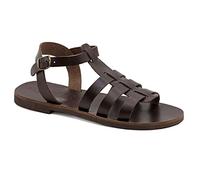 45 marron Emmanuela Sandales en cuir de pêcheur pour hommes, sandales pour hommes grecques de haute qualité avec ceinture à boucle réglable, chaussures d'été avec des sangles pour hommes