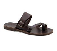45 marron Emmanuela Sandales grecques en cuir avec des orteils divisés pour hommes, sandales à la main de haute qualité avec sangle de flambement réglable, chaussures d'été avec des bretelles