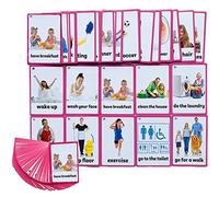 45 Pcs Daily Routines Cards - Learning Picture & Word Card Flashcards(English Word Learning Card & Pocket Size Flash Card for Children and Preschool),5.35x3.62in