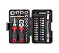 45 Pcs Ratchet Socket Wrench Set - 1/4 Inch Drive | Mechanic Tool Box