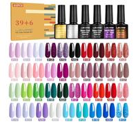 45 PCS Vernis Semi Permanent, 39 Couleurs + 2 Base ＋1 Top Coat Brillant ＋1 de Matte ＋1 de Top Coat Diamant ＋1 de Fluorescent, Lot UV LED Vernis à Ongles Gels (Multi-Colors)