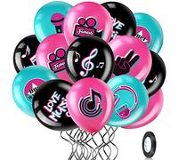 45 Pièces 12 Pouces Ballons de Fête sur le Thème de la Musique Signes de Note de Musique Ballons en Latex de d'Anniversaire avec 1 Rouleau Ruban Fournitures de de la Musique