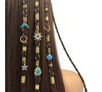45 pièces Accessoires pour cheveux à dreadlocks avec éléments de style baroque océanique, convient pour les occasions d'été comme les danses, les fêtes et les festivals de musique Taille UniqueFer