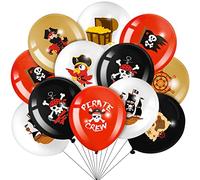 45 Pièces Ballons de Fête de Pirate Set de Ballons de Pirate en Latex Ballon Rond de Pirate Ballon de Bateau de Pirate Crâne de Pirate Caraïbes pour Décoration de Fête Halloween