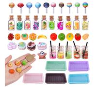 45 Pièces Dinette Enfant Mini Food Objet Miniature Fruits Boissons et Desserts Set Mini Nourriture pour Décoration Cuisine Poupée DIY et Noël Pâques Halloween Thanksgiving Cadeaux Créatif Enfants