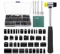 45 Pièces Emporte Pièce Cuir Kit, 39 Formes de Style Outil de Poinçonnage Creux, avec 4PCS Spacing Punch Tool(5 mm D'espacement (2 + 4 + 6), 1 Marteau et 1 Tapis pour L'artisanat du Cuir