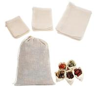 45 pièces Gewürzsäckchen, Sachets en Mousseline de Coton, 6x8cm, 8x10cm et 10x15cm, Sachet The a Remplir Jetable avec Cordon de Serrage, pour thé parfumé, épices, vanille, lavande, café