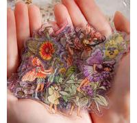 45 Pièces/paquet D'autocollants En Boîte Série De Journal Féerique De Fleurs Autocollants Adhésifs Décoratifs Pour Livre De Comptes À Main Bricolage, Matériaux De Bricolage. Taille UniquePET